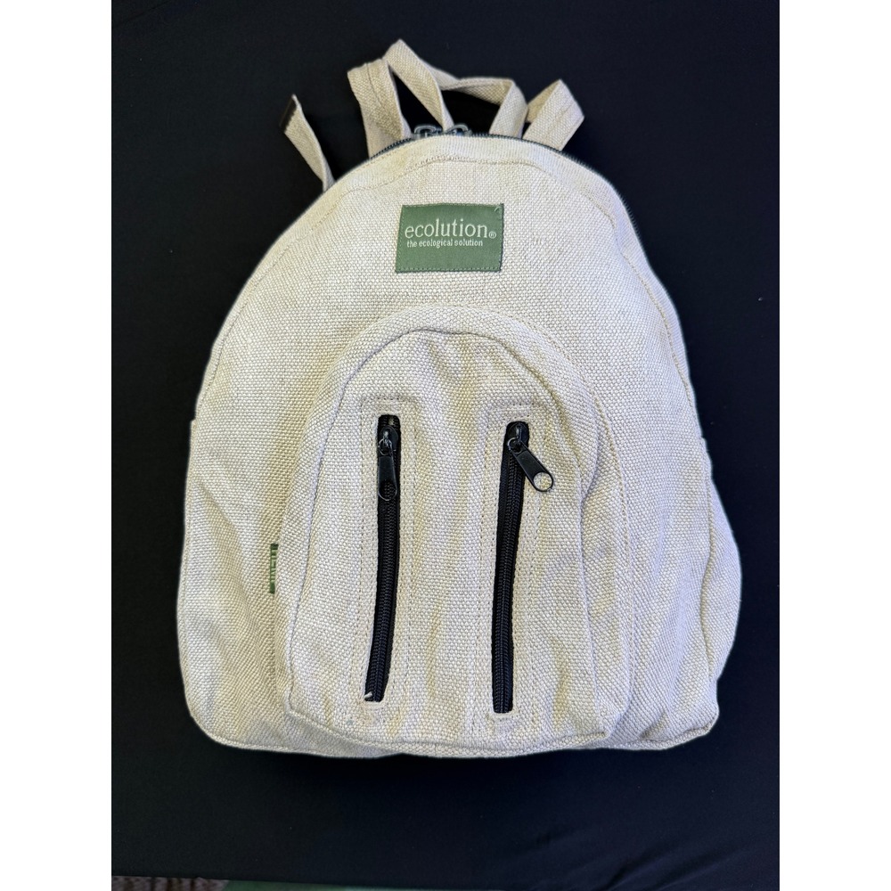Ecolution Hemp Backpack Small Beige Sustainable Eco Friendly Boho Daypack Earthy
